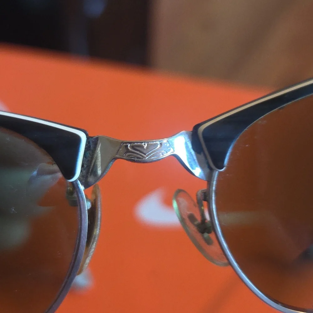 Antique 1940s Or 1950s Brown and Silver Prescription Sunglasses With Bifocals